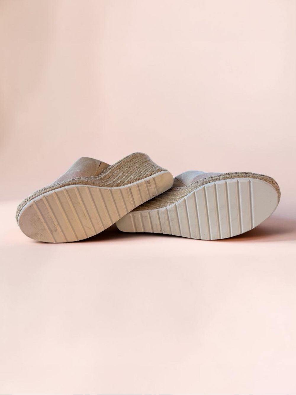 TOMS Pink & Beige Espadrille Wedge Slides - Picture 7 of 7